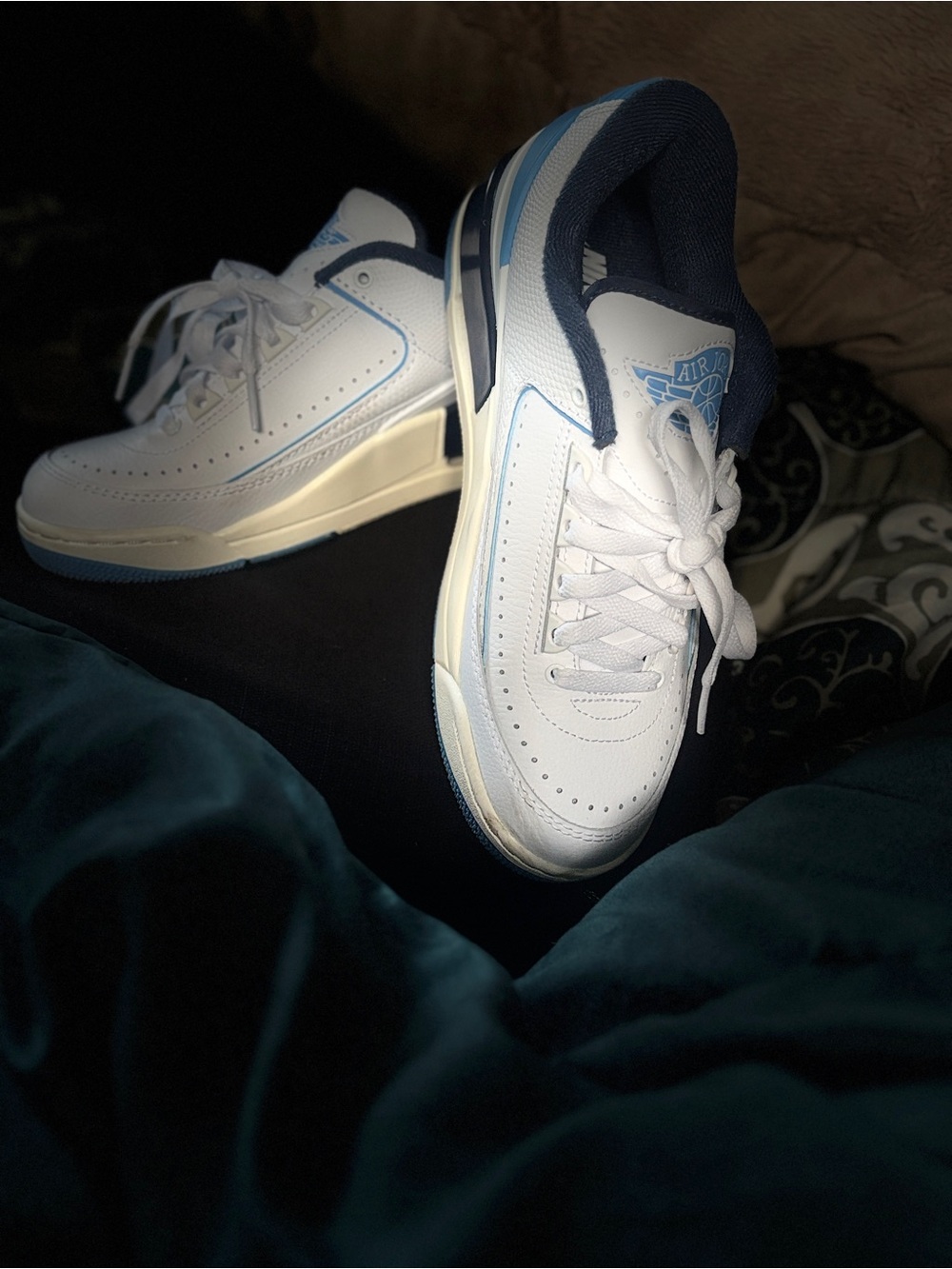 Jordan White and Navy Low-Top Sneakers